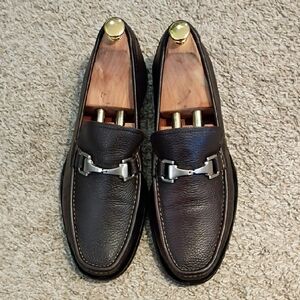 Allen Edmonds Dark Brown Leather Loafers with Silver Buckle